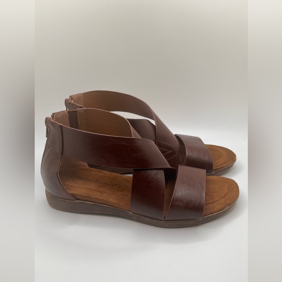 Pierre Dumas Women's Kori Faux Leather Dark Brown Flat Sandals Size 9 - Picture 7 of 14